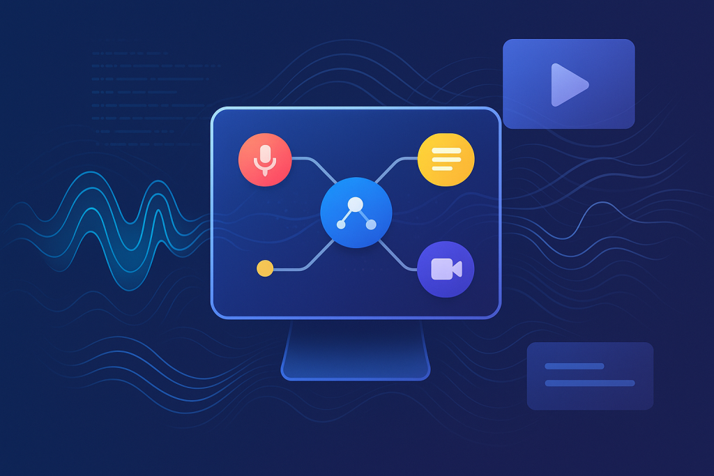 Conexión entre texto, voz y vídeo en un sistema de datos estructurados futurista