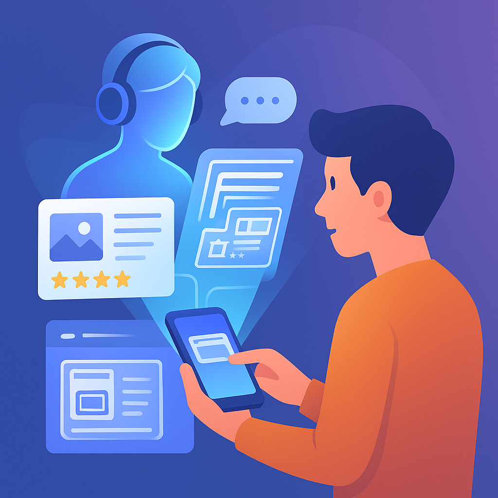 Asistente virtual mostrando contenido optimizado en respuesta a una consulta.