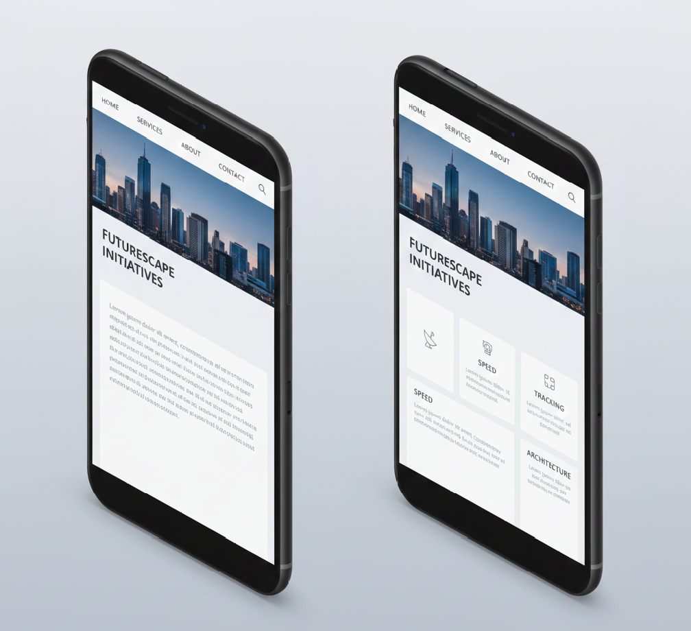Comparación visual entre contenido reducido y contenido completo en versión móvil.